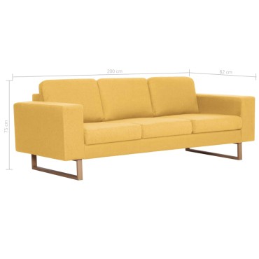 vidaXL Σετ Σαλονιού 2 τεμ. Κίτρινο Υφασμάτινο 156x82x75cm  Διθέσιος Τριθέσιος