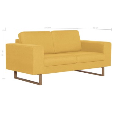 vidaXL Σετ Σαλονιού 2 τεμ. Κίτρινο Υφασμάτινο 156x82x75cm  Διθέσιος Τριθέσιος