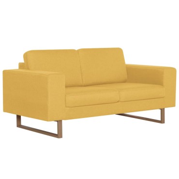vidaXL Σετ Σαλονιού 2 τεμ. Κίτρινο Υφασμάτινο 156x82x75cm  Διθέσιος Τριθέσιος