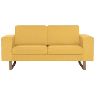 vidaXL Σετ Σαλονιού 2 τεμ. Κίτρινο Υφασμάτινο 156x82x75cm  Διθέσιος Τριθέσιος