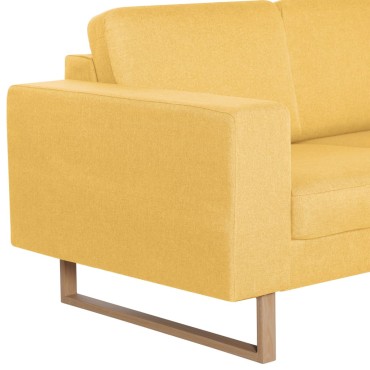 vidaXL Σετ Σαλονιού 2 τεμ. Κίτρινο Υφασμάτινο 156x82x75cm  Διθέσιος Τριθέσιος