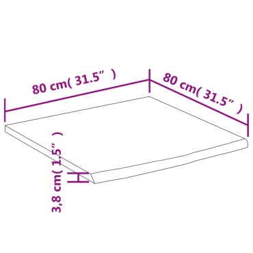 vidaXL Επιφάνεια Γραφείου Τετράγωνη 80x80x3,8cm Μασίφ Ξύλο Ακακίας