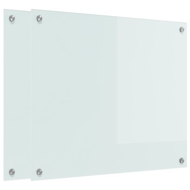 vidaXL Πλάτη κουζίνας 2 τμχ. Λευκό 70 x 60 cm σκληρυμένο γυαλί