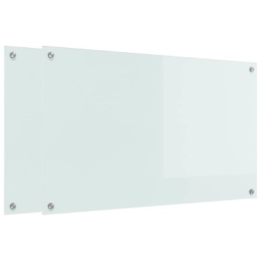 vidaXL Πλάτη κουζίνας 2 τμχ. Λευκό 100 x 60 cm σκληρυμένο γυαλί