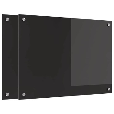 vidaXL Πλάτη κουζίνας 2 τμχ. Μαύρο 70 x 50 cm σκληρυμένο γυαλί