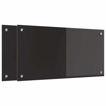 vidaXL Πλάτη κουζίνας 2 τμχ. Μαύρο 80 x 40 cm σκληρυμένο γυαλί