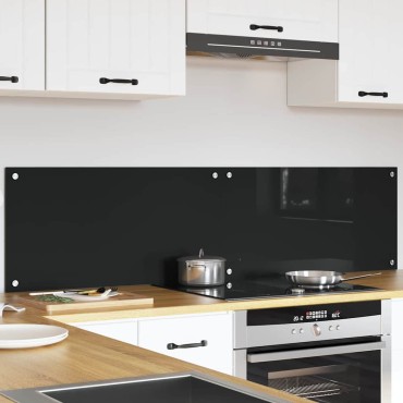 vidaXL Πλάτη κουζίνας 2 τμχ. Μαύρο 80 x 40 cm σκληρυμένο γυαλί