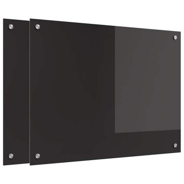 vidaXL Πλάτη κουζίνας 2 τμχ. Μαύρο 80 x 60 cm σκληρυμένο γυαλί