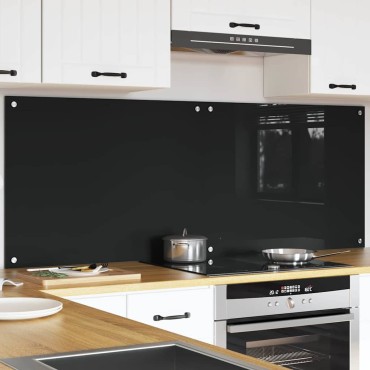 vidaXL Πλάτη κουζίνας 2 τμχ. Μαύρο 80 x 60 cm σκληρυμένο γυαλί