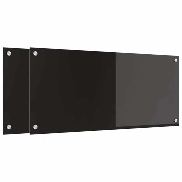 vidaXL Πλάτη κουζίνας 2 τμχ. Μαύρο 90 x 40 cm σκληρυμένο γυαλί