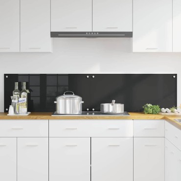 vidaXL Πλάτη κουζίνας 2 τμχ. Μαύρο 90 x 40 cm σκληρυμένο γυαλί