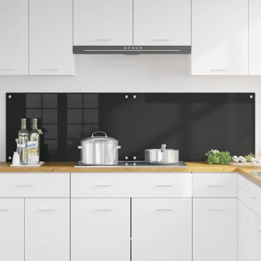 vidaXL Πλάτη κουζίνας 2 τεμ. Μαύρο 90 x 50 cm σκληρυμένο γυαλί