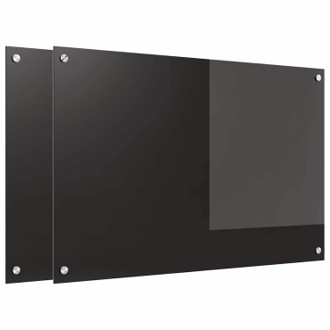 vidaXL Πλάτη κουζίνας 2 τμχ. Μαύρο 90 x 60 cm σκληρυμένο γυαλί