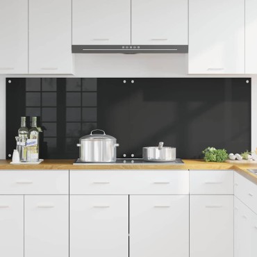 vidaXL Πλάτη κουζίνας 2 τεμ. Μαύρο 90 x 60 cm σκληρυμένο γυαλί