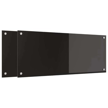 vidaXL Πλάτη κουζίνας 2 τμχ. Μαύρο 100 x 40 cm σκληρυμένο γυαλί