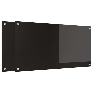 vidaXL Πλάτη κουζίνας 2 τμχ. Μαύρο 100 x 50 cm σκληρυμένο γυαλί