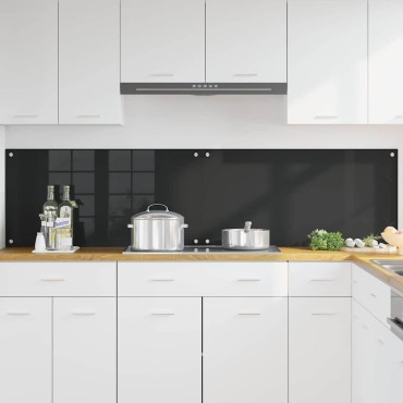 vidaXL Πλάτη κουζίνας 2 τμχ. Μαύρο 100 x 50 cm σκληρυμένο γυαλί