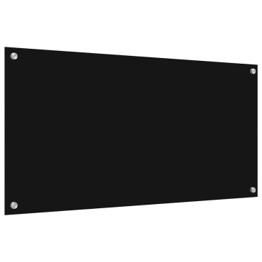 vidaXL Πλάτη κουζίνας 2 τμχ. Μαύρο 100 x 50 cm σκληρυμένο γυαλί