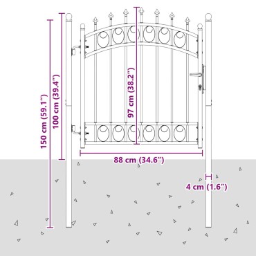 vidaXL Πύλη Φράχτη με Ακίδες EMMEN 100 x 100 cm