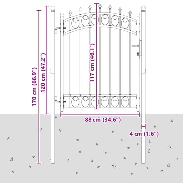 vidaXL Πύλη Φράχτη με Ακίδες EMMEN 150 x 100 cm