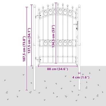 vidaXL Πύλη Φράχτη με Ακίδες EMMEN 170 x 100 εκ.