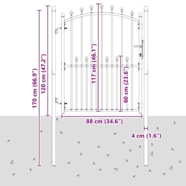 vidaXL Πύλη Φράχτη με Ακίδες EMMEN 150 x 100 cm