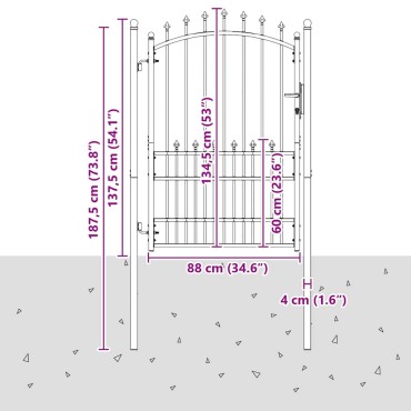 vidaXL Πύλη Φράχτη με Ακίδες EMMEN 170 x 100 εκ.