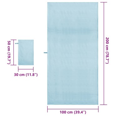 vidaXL Σύνολο πετσέτας αθλητισμού 2 τεμ. Μπλε 50 x 30 cm, 200 x 100 cm