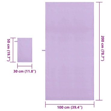 vidaXL Σύνολο πετσέτας αθλητισμού 2 τμχ. Μοβ 50 x 30 cm, 200 x 100 cm