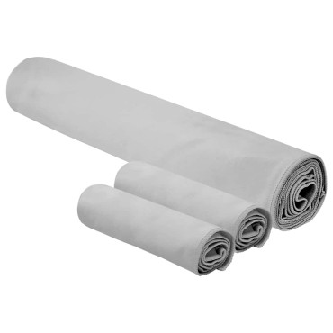 vidaXL Σύνολο πετσέτας αθλητισμού 3 τμχ. Γκρι 210 x 100 cm