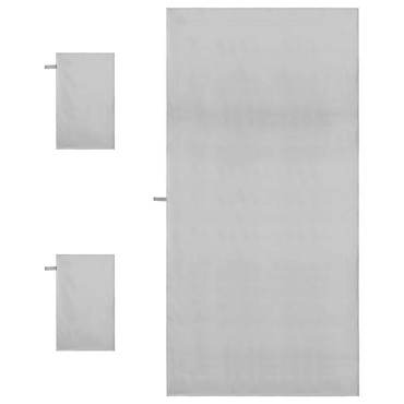 vidaXL Σύνολο πετσέτας αθλητισμού 3 τμχ. Γκρι 210 x 100 cm