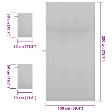 vidaXL Σύνολο πετσέτας αθλητισμού 3 τμχ. Γκρι 210 x 100 cm