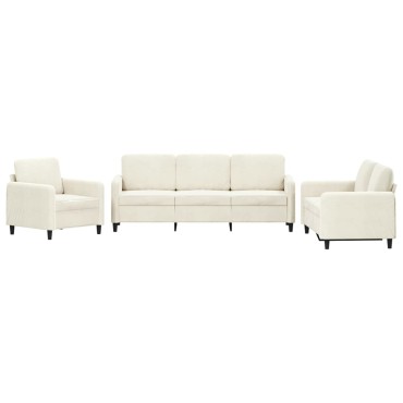 vidaXL Σετ Καναπέ 3 τεμ. Κρεμ Βελούδο 78x77x80cm  Διθέσιος Τριθέσιος