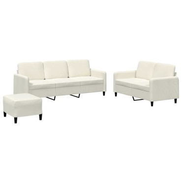 vidaXL Σετ Καναπέ 3 τεμ. Κρεμ Βελούδο 138x77x80cm  Διθέσιος Τριθέσιος