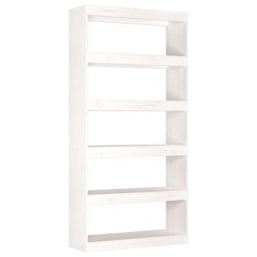 vidaXL Βιβλιοθήκη/Διαχωριστικό Χώρου Λευκή 80x30x167,4cm Μασίφ Πεύκο 1 τεμ.