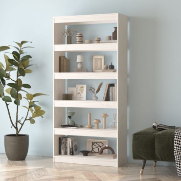 vidaXL Βιβλιοθήκη/Διαχωριστικό Χώρου Λευκή 80x30x167,4cm Μασίφ Πεύκο 1 τεμ.