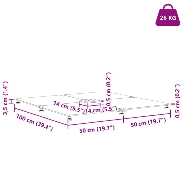 vidaXL Βάση ομπρέλας 52 kg Μαύρο Ατσάλι τετράγωνο Ρυθμιζόμενο