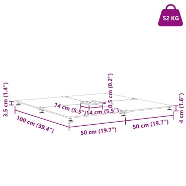 vidaXL Βάση ομπρέλας 52 kg Μαύρο Ατσάλι τετράγωνο Ρυθμιζόμενο
