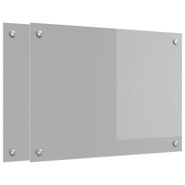 vidaXL Πλάτη κουζίνας 2 τμχ. Ανοιχτό γκρι 70 x 50 cm σκληρυμένο γυαλί