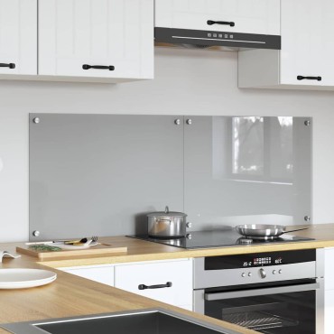 vidaXL Πλάτη κουζίνας 2 τμχ. Ανοιχτό γκρι 70 x 50 cm σκληρυμένο γυαλί