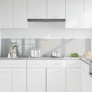 vidaXL Πλάτη κουζίνας 2 τμχ. Ανοιχτό γκρι 100 x 40 cm σκληρυμένο γυαλί