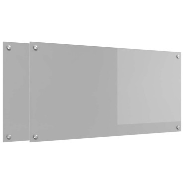 vidaXL Πλάτη κουζίνας 2 τμχ. Ανοιχτό γκρι 100 x 50 cm σκληρυμένο γυαλί
