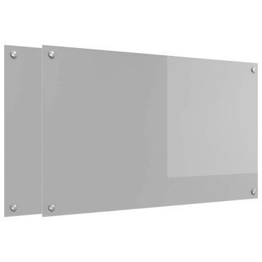 vidaXL Πλάτη κουζίνας 2 τμχ. Ανοιχτό γκρι 100 x 60 cm σκληρυμένο γυαλί