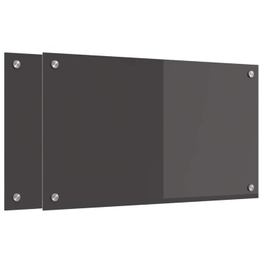 vidaXL Πλάτη κουζίνας 2 τμχ. Σκούρο Γκρι 70 x 40 cm σκληρυμένο γυαλί