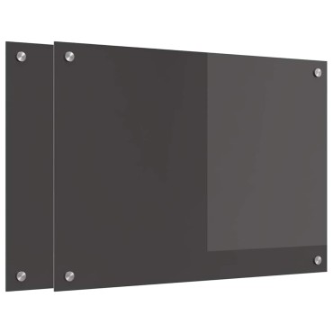 vidaXL Πλάτη κουζίνας 2 τμχ. Σκούρο Γκρι 70 x 50 cm σκληρυμένο γυαλί