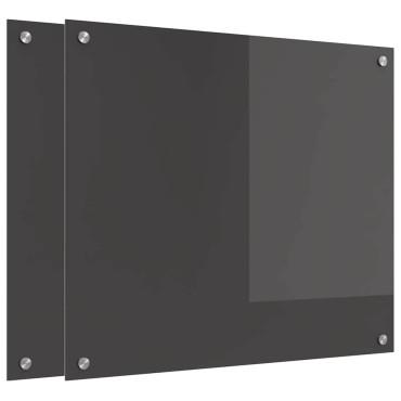vidaXL Πλάτη κουζίνας 2 τμχ. Σκούρο Γκρι 70 x 60 cm σκληρυμένο γυαλί