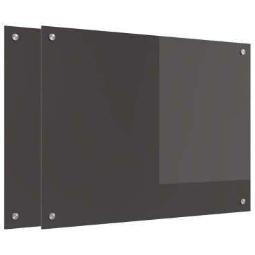 vidaXL Πλάτη κουζίνας 2 τμχ. Σκούρο Γκρι 80 x 60 cm σκληρυμένο γυαλί