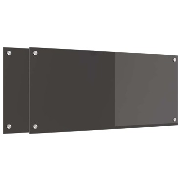 vidaXL Πλάτη κουζίνας 2 τμχ. Σκούρο Γκρι 90 x 40 cm σκληρυμένο γυαλί