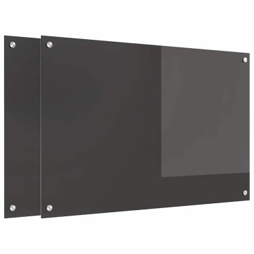 vidaXL Πλάτη κουζίνας 2 τμχ. Σκούρο Γκρι 90 x 60 cm σκληρυμένο γυαλί