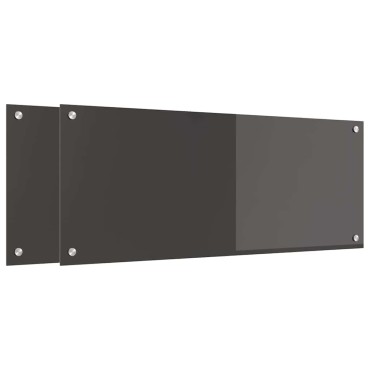 vidaXL Πλάτη κουζίνας 2 τμχ. Σκούρο Γκρι 100 x 40 cm σκληρυμένο γυαλί